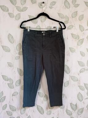 A New Day Women's Pants Size 6 Black Stretch Cotton Ankle Cropped Utility